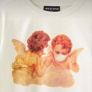 NWOT Urban Outfitters New Girl Order Masked Cherub Crewneck Sweatshirt 4